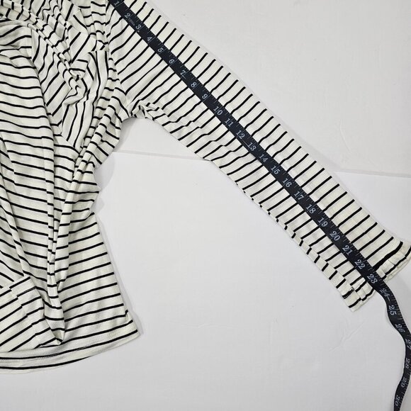 Kaileigh Women's Black & White Striped Ruffle Trim Long Sleeve Top Size L NWOT - Picture 15 of 15